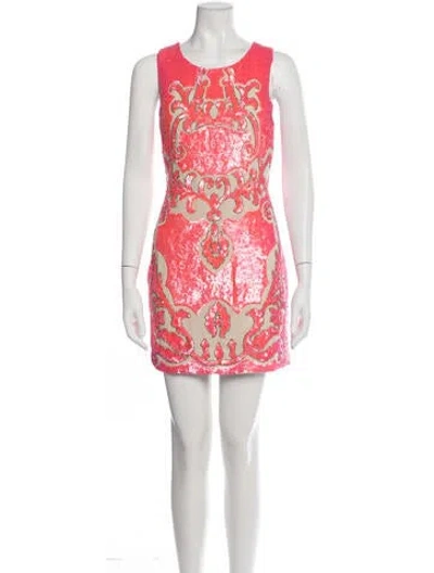 Pre-owned Needle & Thread Patterned Mini Dress In Red