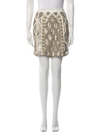Pre-owned Needle & Thread Patterned Mini Skirt In Neutral