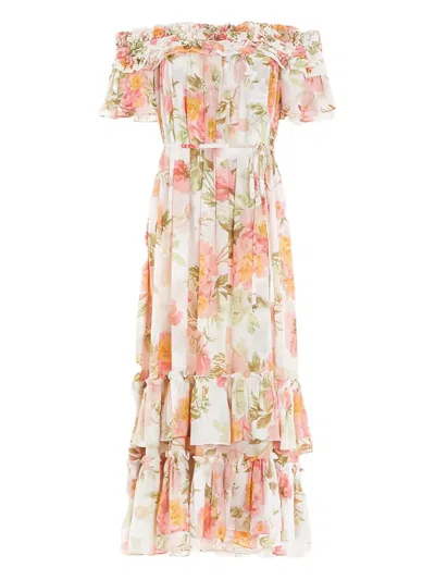 Needle & Thread Peony Promise Chiffon Off-shoulder Dress In Multi