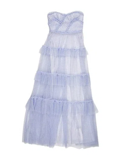 Pre-owned Needle & Thread Plaid Print Long Dress In Blue