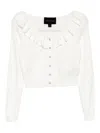 Needle & Thread Pointelle Stretch-knit Cardigan In White