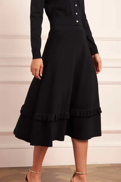 Needle & Thread Pointelle Trim Knit Skirt In Black