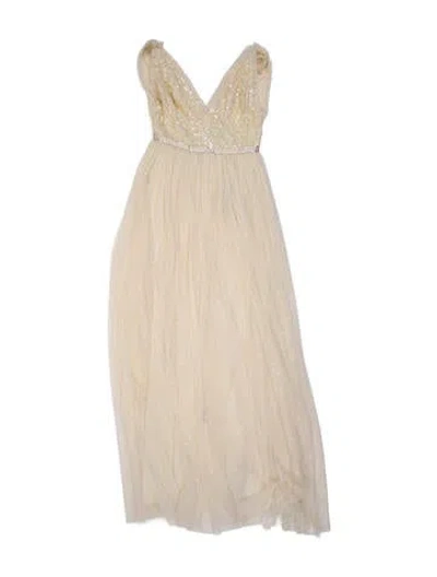 Pre-owned Needle & Thread Polka Dot Print Long Dress W/ Tags In Neutral