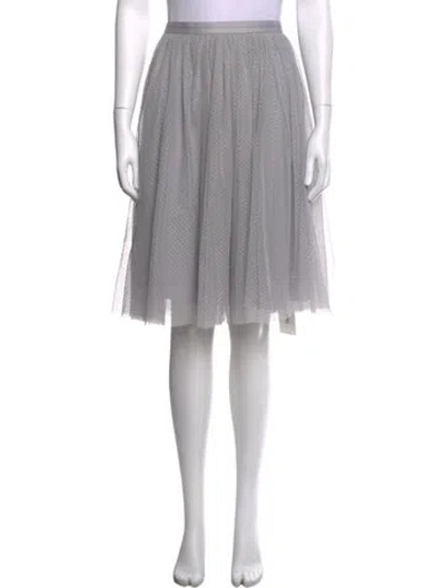 Pre-owned Needle & Thread Polka Dot Print Midi Length Skirt In Grey