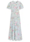 Needle & Thread Pompadour Garden Floral-print Tulle Gown In Blue