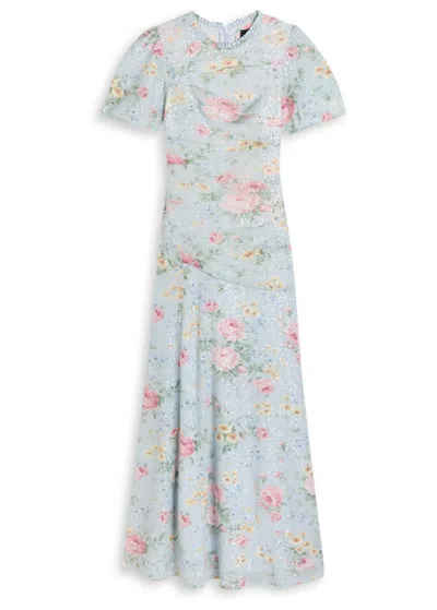 Needle & Thread Pompadour Garden Floral-print Tulle Gown In Blue