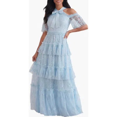 Needle & Thread Primrose Tiered Maxi Gown In Blue