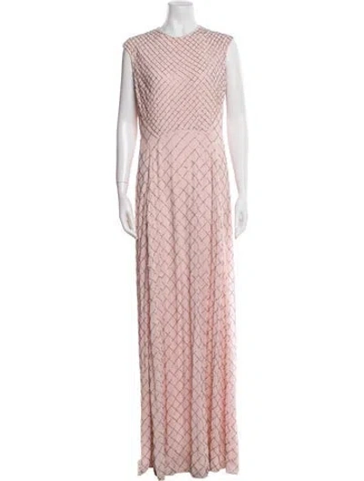 Pre-owned Needle & Thread Printed Long Dress In Pink