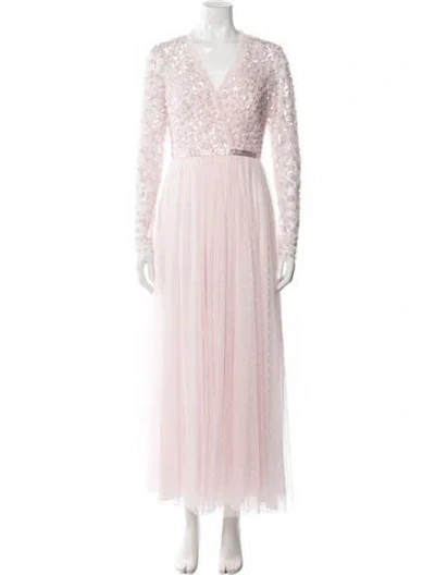 Pre-owned Needle & Thread Printed Long Dress In Pink