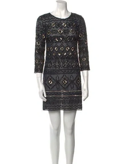 Pre-owned Needle & Thread Printed Mini Dress In Black