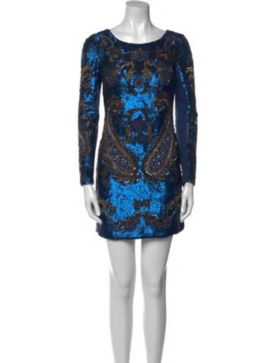 Pre-owned Needle & Thread Printed Mini Dress In Blue