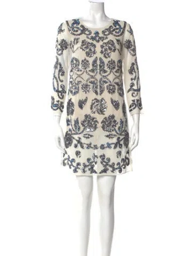 Pre-owned Needle & Thread Printed Mini Dress In Neutral