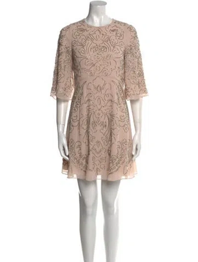 Pre-owned Needle & Thread Printed Mini Dress In Neutral