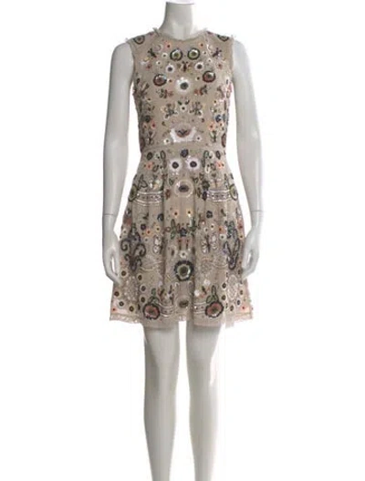 Pre-owned Needle & Thread Printed Mini Dress In Neutral
