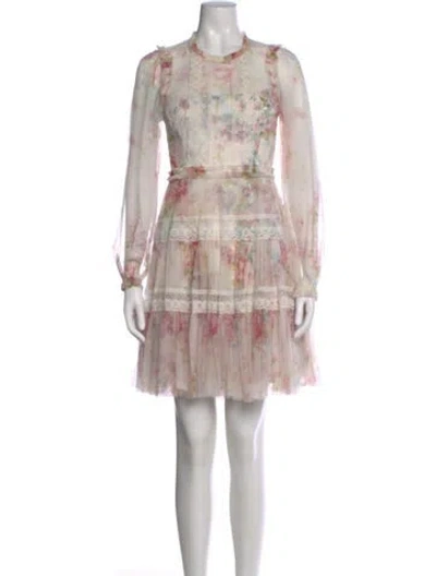 Pre-owned Needle & Thread Printed Mini Dress In Neutral