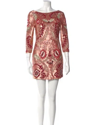 Pre-owned Needle & Thread Printed Mini Dress W/ Tags In Pink