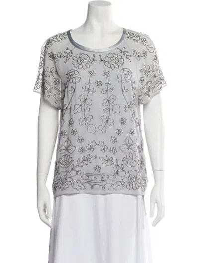 Pre-owned Needle & Thread Printed Scoop Neck T-shirt In Multi