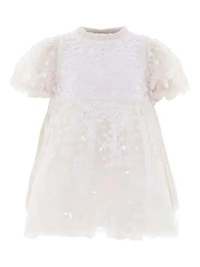 Needle & Thread Babies' 泡泡袖连衣裙 In Neutral