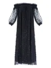 Needle & Thread Raindrop Smocked Off-shoulder Ballerina Ruffled Dress In Black