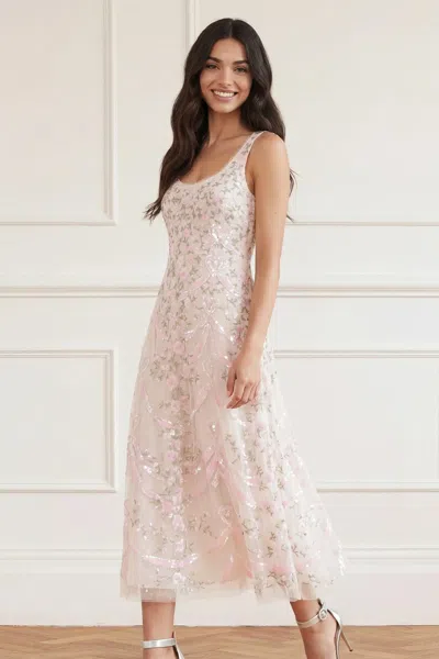 Needle & Thread Ribbon Heart Scoop Neck Ballerina Dress In White