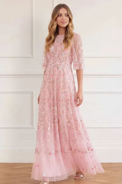 Needle & Thread Rococo Ribbon Round Neck Gown In Pink