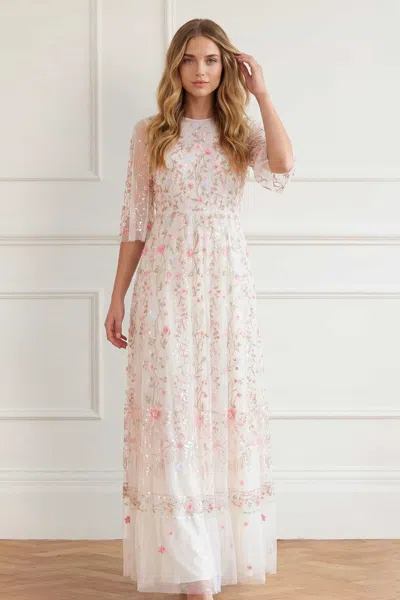 Needle & Thread Rococo Ribbon Round Neck Gown In White