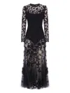 Needle & Thread Rosa Floral-embroidered Maxi Dress In Black