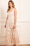Needle & Thread Rosa Scoop Neck Ankle Gown In Sand
