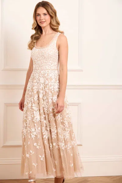 Needle & Thread Rosa Scoop Neck Ankle Gown In Sand