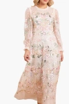 Needle & Thread Rosalie Long Sleeve Ankle Gown In Multi