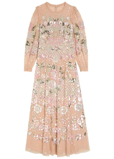Needle & Thread Rosalie Sequin-embellished Tulle Gown In Sand