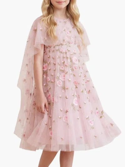 Needle & Thread Kids'  Round Neck Cape Dress In Pink