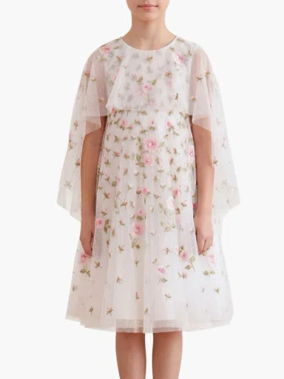 Needle & Thread Kids'  Round Neck Cape Dress In White