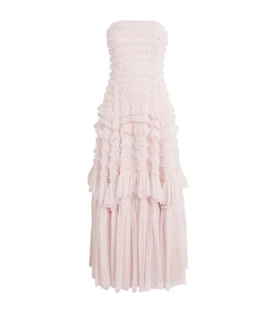 Needle & Thread Ruffle Strapless  Valentine Maxi Dress In Pink