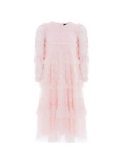 Needle & Thread Ruffled Embroidered Dress In Pink