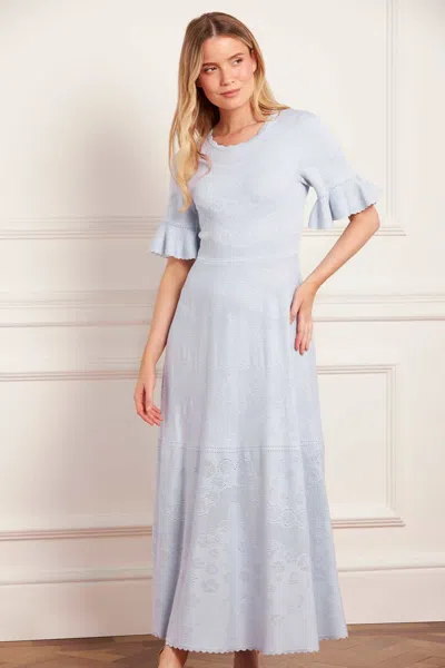 Needle & Thread Scallop Lace Pointelle Knit Gown In Blue