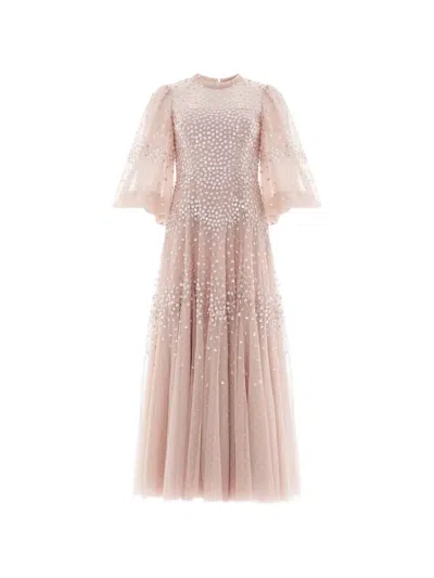 Needle & Thread Scallop Sequin Crew-neck Midi Dress In Pink