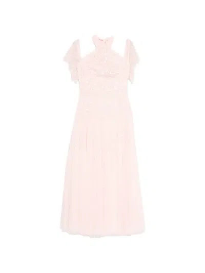 Needle & Thread Scallop Sequin Halter-neck Gown In Pink