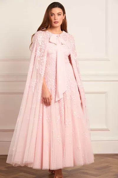 Needle & Thread Scatter Blossom Hooded Long Cape In Pink