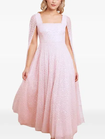 Needle & Thread Scatter Dot Cape Sleeve Ankle Gown In Pink