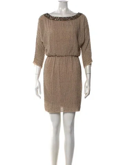 Pre-owned Needle & Thread Scoop Neck Mini Dress In Neutrals