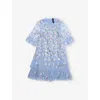 Needle & Thread Sequin Bloom Embroidered Tulle Dress 4-12 Years Sky Blu