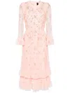 Needle & Thread Sequin Bloom Tulle Midi Dress In Pink