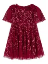 Needle & Thread Girls Sequin Ribbon Bow Dress In Red
