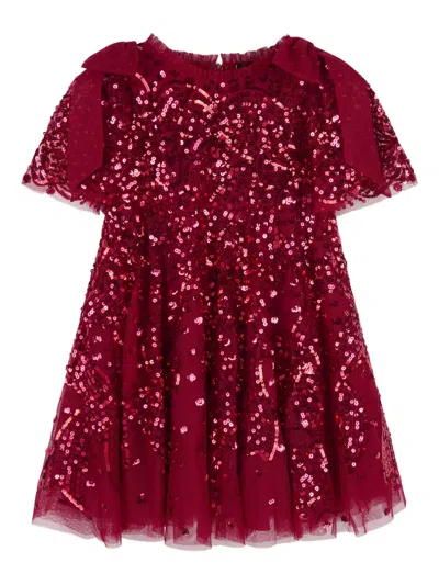 Needle & Thread Sequin Bow Dress In Red