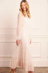 Needle & Thread Sequin Cascade Long Sleeve Ankle Gown In Neutral