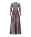 Needle & Thread Sequin Cascade Round Neck Gown In Brown