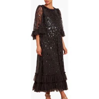 Needle & Thread Sequin Dash Ballerina Dress In Black