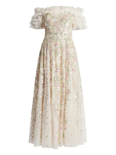 Needle & Thread Sequin-embellished Dress In Neutral
