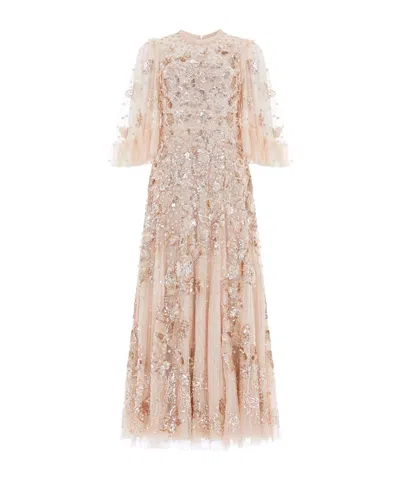 Needle & Thread Sequin-embellished Midi Dress In Neutral